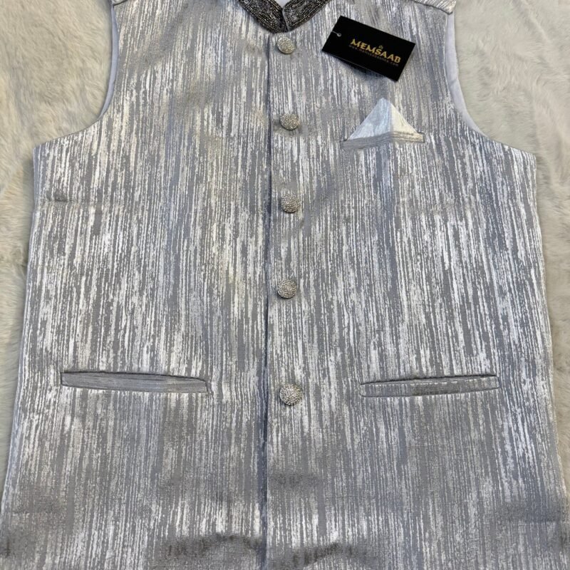 Regal Grey Embroidered Waistcoat
